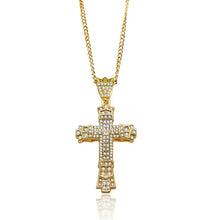 Load image into Gallery viewer, 18k Golden Plated Men&#39;s &amp; Women Necklace Vintage Fashion Full Rhinestone Cross Pendant Hip Hop Necklaces For Male Antique Jewelry Golden Chain