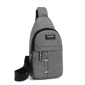 New Men's Gray  Canvas Chest Bag With Eyelets