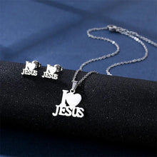 Load image into Gallery viewer, I love Jesus Heart Necklace Earrings Set Women&#39;s Fine Jewelry Elegant Accessories Trendy