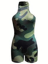 Load image into Gallery viewer, Camo Print Zip Back Jumpsuit