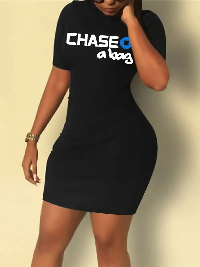 Chase Print Bodycon Tee Dress
