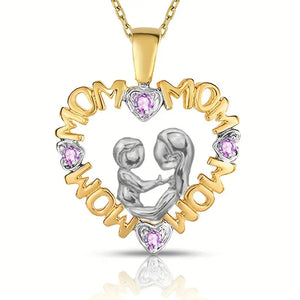 Creative Heart-Shaped Mother & Child Pendant Necklace Women's Jewelry Birthday Gift Mother's Day Gift For Mother (Include Card)