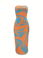 Load image into Gallery viewer, Plus Size Women&#39;s Fluid Print Slight Stretch Slim Fit Tube Dress
