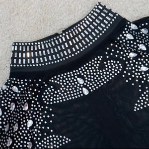 Black Party night mesh, sheer, patchwork body con, mini dress robe