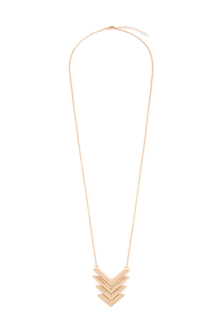 FOUR LINE CHEVRON NECKLACE - MATTE GOLD