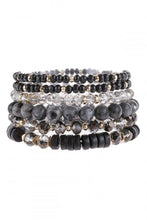 Load image into Gallery viewer, BLACK MIX STACKABLE CHARM BRACELET