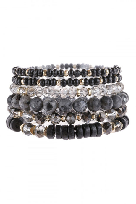 BLACK MIX STACKABLE CHARM BRACELET