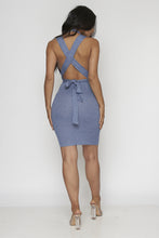 Load image into Gallery viewer, BLUE CROSSED BACK MIDI DRESS