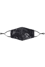Load image into Gallery viewer, BLACK GLITTER SEQUINS FASHION FACE MASK W/ FILTER POCKET