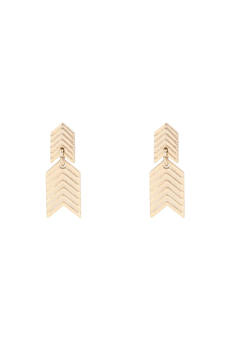 CHEVRON CAST POST EARRINGS-GOLD