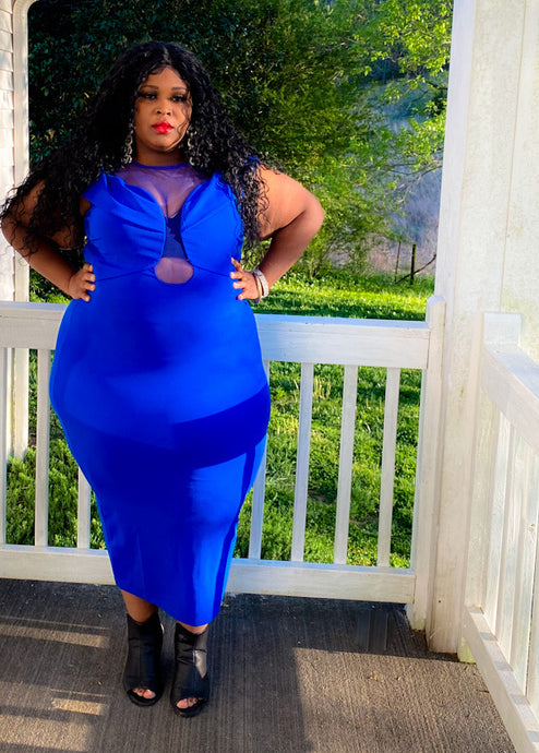 Royal Midi Pencil Open Chest Plus Size Dress