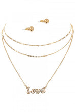 Load image into Gallery viewer, GOLD &amp; MULTI COLOR LOVE PENDANT NECKLACE WITH GOLD STUD EARRINGS SET