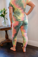 Load image into Gallery viewer, Junior Plus Size Olive Pink &amp; Light Green Tie-Dye Short Sleeve Top &amp; Sweatpants Set