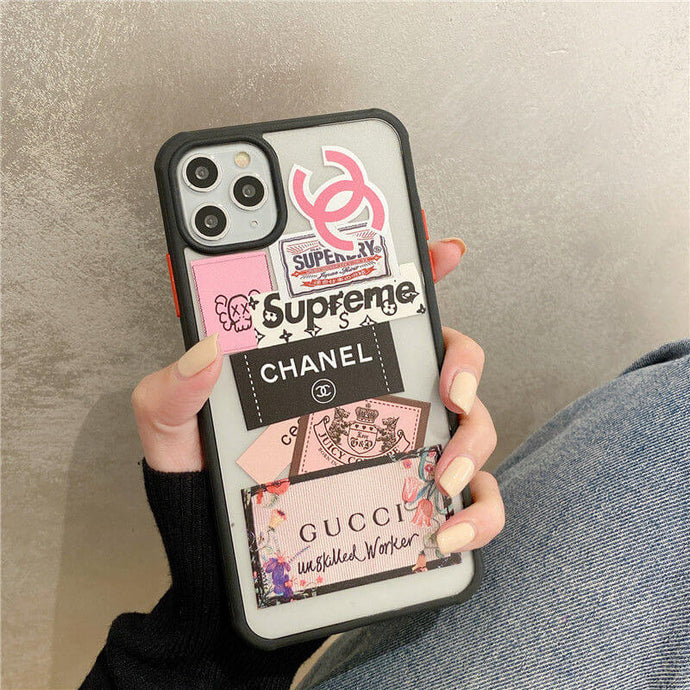 Multi Brand Letter Pattern PU Phone Case