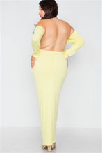 Load image into Gallery viewer, Plus Size Ribbed Yellow Maxi Dress