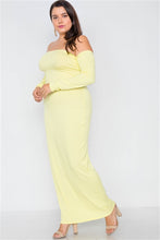 Load image into Gallery viewer, Plus Size Ribbed Yellow Maxi Dress