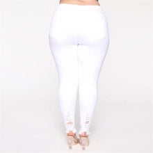 Load image into Gallery viewer, White Plus Size Women Fashion High Waisted Raw Hem Ripped Jeans