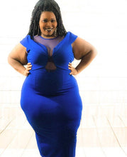 Load image into Gallery viewer, Royal Midi Pencil Open Chest Plus Size Dress