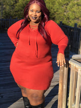 Load image into Gallery viewer, Cinnamon Long Sleeve Criss Cross Front V-neck Rib Knit Plus Size Dress